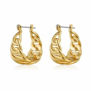 Luv Aj Chain Hoop Earrings Gold